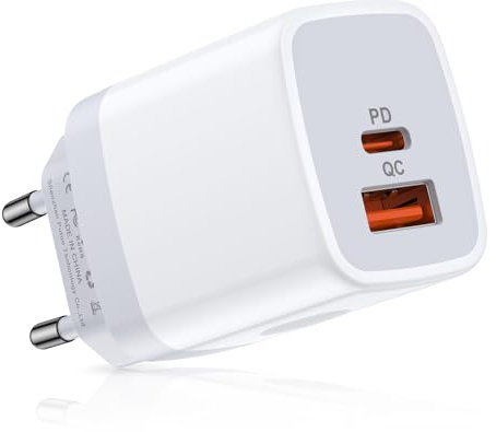 20W USB C Ladegerät 2 Port Mehrfach Ladegerät,iPhone Ladegerät Charger Schnellladegerät für iPhone 15/14/16 Pro Max, iPad, Samsung Galaxy S25 Ultra S24 FE 23 22, Google Pixel 9 8 Huawei Oneplus, weiß