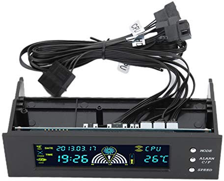 Controller di velocità della Ventola per Computer con Pannello LCD STW?5023 da 5,25 Pollici con Controllo della Temperatura CPU/HDD/SYS Migliora le Prestazioni del Tuo PC con
