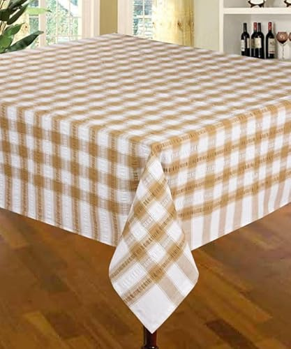 Snugglemore Seersucker 100% Cotton Tablecloth Sizes Napkins Also Available (Coffee, 70 Round)