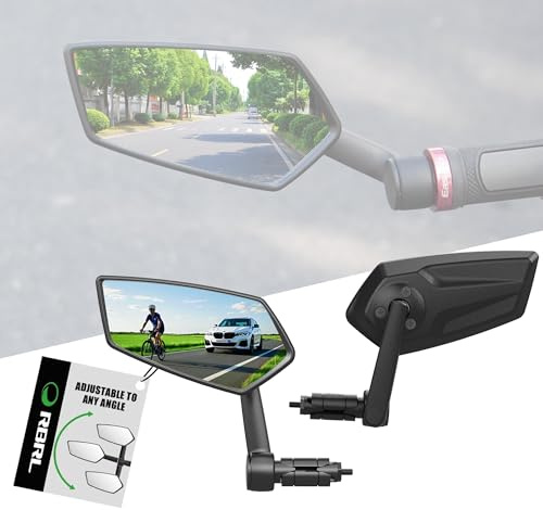 RBRL Fahrradspiegel für Lenker mit extra großer Echtglas I 360° Einstellbar Fahrrad Rückspiegel | Bruchfest & Anti-Vibration I Fahrradspiegel E-Bike (Links+Rechts)