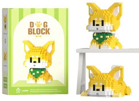 IKOPFLN 397PCS Niedlich Hund Bricks,2 In 1 Hund Mini Bausteine Set,Klemmbausteine Tiere Set,Geschenke für Erwachsene, Kinder, für Kinder ab 9+ Jahren(Shiba Inu)