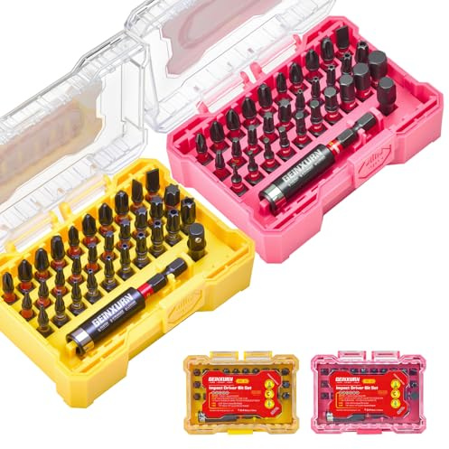 Geinxurn 64tlg. Schlagfester Schrauber Bits Set Torx/Kreuzschlitz/Pozidriv Torx mit Loch Bitsatz Magnetische S2-Stahl 1/4 zoll Sechskantschaft, inkl. Bit-Halter Stecknuss-Adapter mit Aufbewahrungsbox
