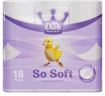 Little Duck So Soft 3 Ply Toilet Rolls | Ultra Soft, Absorbent & Lightly Scented Bathroom Tissue | Luxury Toilet Paper for Sensitive Skin – (18 Rolls-Pk1)