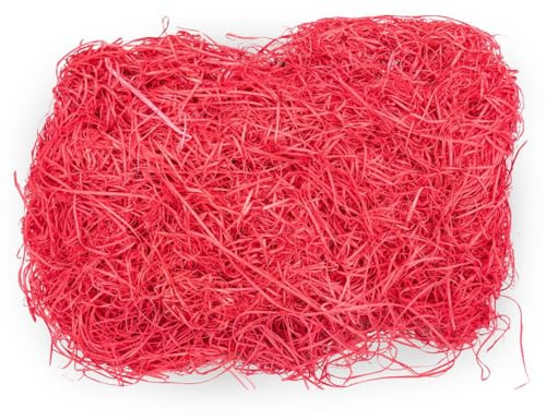 NaDeco Ostergras aus Rattan Stroh 100g – Bunte Holzwolle in vielen Farben – Dekogras für Ostern, Osterkorb, Geschenkkorb, Nestfüllung & DIY OsterdekorationㅤRot