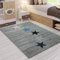 VIMODA Teppich Modern Schwarz Grau Türkis Kurzflor Stern Muster, Maße:200x290 cm