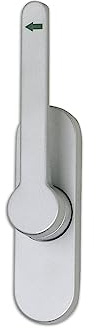 Türtreibriegel aufliegend Pfeil, rund, links, Hub 25 mm, silber eloxiert