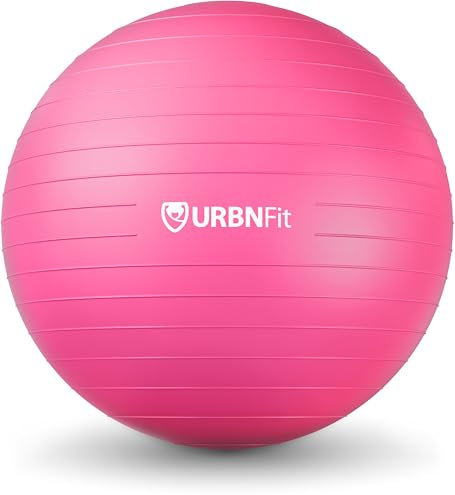 URBNFit Gymnastikball – Balancebälle (Ballon-Übung), Yoga, Pilates, Fitness, Stabilität, Workout, Heim-Fitnessgerät – Anti-Burst-Ballstuhl mit Pumpe (85 cm, Rosa)