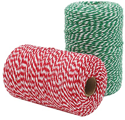 Vivifying Bäcker Bindfäden, 2 Stück x 200m Baumwollschnur für Backen, Fleisch anrichten, Handarbeiten, Geschenke Verpacken an Weihnachten