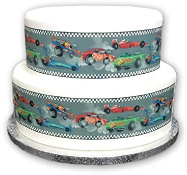 Top That Edible Decor Sheet Children's Racing Fast Car Themed Border Ribbon - Perfect for Larger cakes - Easy to Use