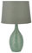 Beliani Moderne Tischlampe Keramik/Polyester geschnürte Optik grün Atsas