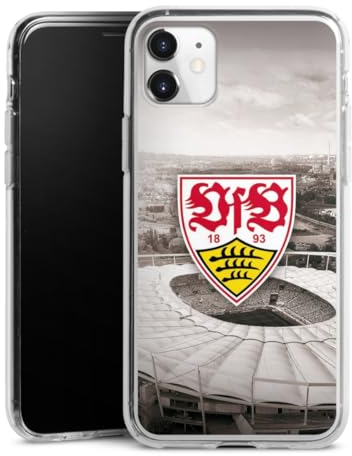Silikon Hülle kompatibel mit Apple iPhone 11 Case transparent Handyhülle VfB Stuttgart Offizielles Lizenzprodukt Stadion