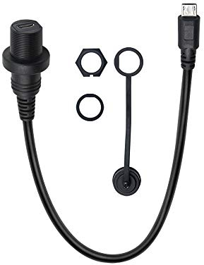 Duttek Câble micro USB encastré - Rallonge micro USB mâle vers femelle pour montage encastré, tableau de bord - Pour voiture, bateau, moto (Micro USB rond unique 30cm/11.8 pouces)