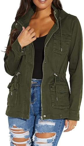 sexycherry Casual Bomber Jackets for Women Long Military Outwear Fall Coats