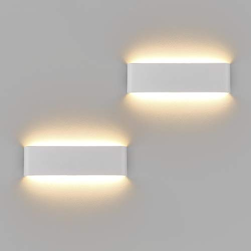 Klighten 2 Stücke Wandleuchten LED Innen10W, 30CM LED Wandlampen Aluminium, Weiß,Moderne Wandbeleuchtung Perfekt für Schlafzimmer, Wohnzimmer, Treppen und Badezimmer,3000K Warmweiß