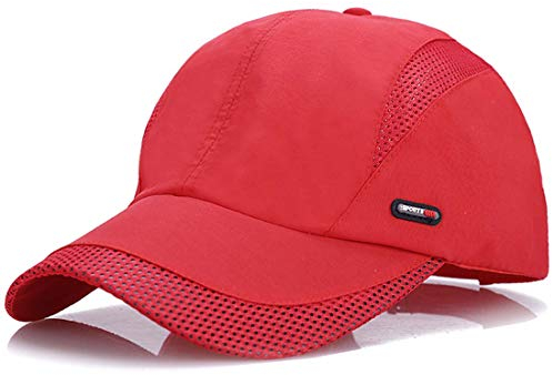 Yixda Sommer Baseball Cap Basecap Verstellbar Atmungsaktive Sport Kappe (Rot)