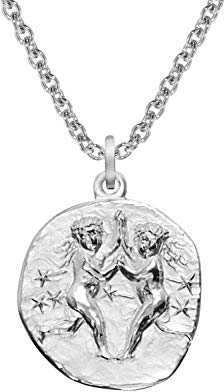 trendor Sternzeichen Zwilling mit Halskette 925 Silber Ø 16 mm Tierkreiszeichen Anhänger Sterlingsilber für Damen, Herren oder Kinder, 08441-06-45 45 cm