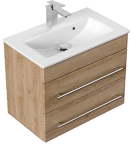 emotion Badmöbel Mars 500 Slimline SoftClose Eiche hell