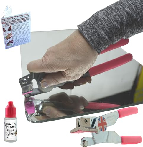 Mirror Cutter for Thick Glass or Mirror Tiles 2 Tools in 1 Mirror Cutting Tool and Glass Breaking Tool, Easy to Use Glass Cutter for Mirror Videos and Instructions How to Cut Mirror and Stained Glass