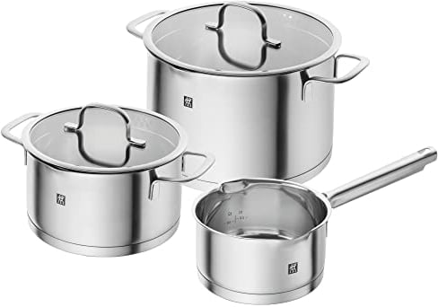 ZWILLING TrueFlow Kochtopfset, 3-teilig, Mit Ausgießfunktion, Induktionsgeeignet, Edelstahl, Silber, 3 Tlg.