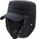 YWINETO Herren Damen Russische Mütze Winter Fliegermütze Bomber Wintermütze Trappermütze Mit Ohrenklappen Aviatormütze Baseball Cap Schirmmütze Schneedichte Skifahren Trapper-Hut (Schwarz)