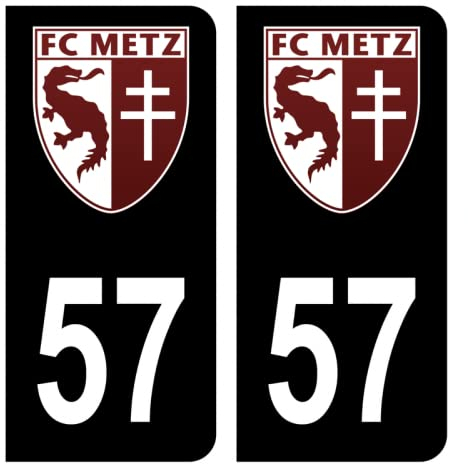 HADEXIA Aufkleber für Nummernschild 57 Fußball Club Metz, Schwarz