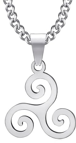 BOBIJOO JEWELRY - Pendentif Collier Chaine Celte Triskèle 3 Branches Bretagne Acier inoxydable Argenté