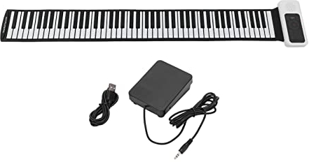 Eujgoov 88-Tasten-Rollklavier, Faltbares Klavier 128 Rhythmen LED-Anzeige Dickere Tastatur mit Eingebauten Lautsprechern und Fußpedal