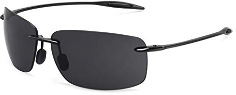JULI Sports Polarized Sunglasses for Men Women Tr90 Rimless Frame for Running Fishing Golf Surf Driving(Black)