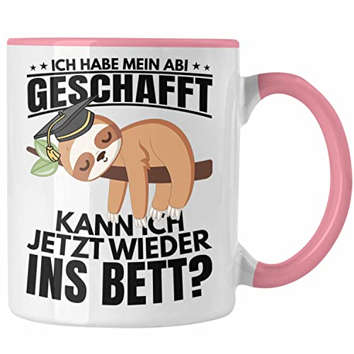 Trendation - Abi 2025 Geschenk Abschluss Abitur Tasse Faultier Abifeier Geschenkidee (Rosa)