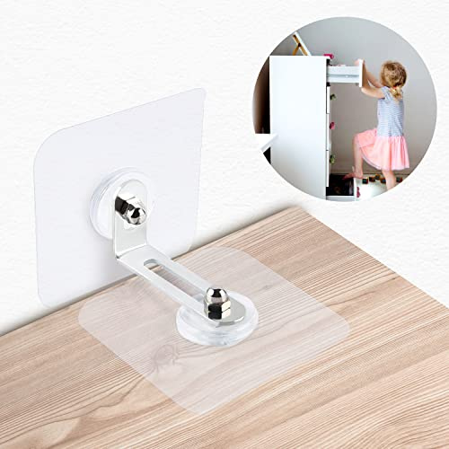 10 Pack Schrank Anti-Tip Kit - Selbstklebende Möbel Wandanker Kein Bohrer für Babysicherheit?Selbstklebende Wandhalterung Schraubhaken Befestigt Das Bücherregal an der Wand für Die Sicherheit der
