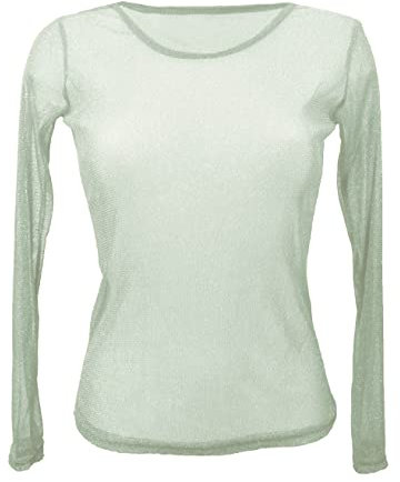 Miss Rouge: T-Shirt, Top aus Voile, glänzend/glitzernd (Grau), grau, One size