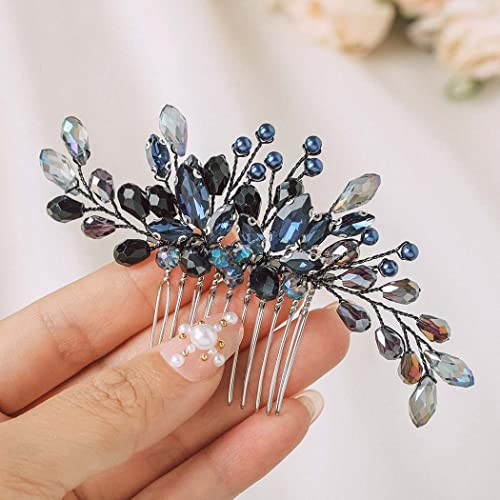 IYOU Kristall Braut Haarkamm Schwarz Strass Hochzeit Seite Kämme Prom Braut Haarschmuck für Frauen