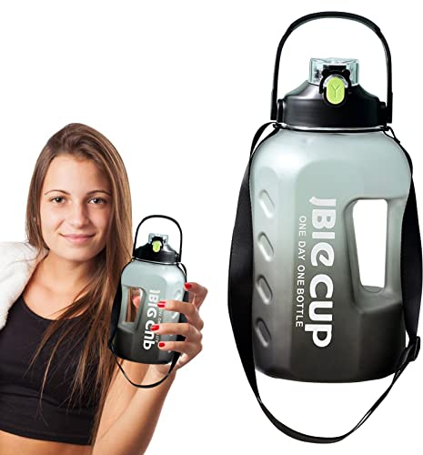 backlight Bouteille d'sport | 3L Big Water Bottle Bouteille d'sport avec marqueur Temps | Pichets à Eau étanches réutilisables avec Paille et poignées, Tasse à Eau pour Hommes