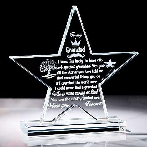 Geburtstagsgeschenke für Großvater von Enkelin oder Enkel, graviertes Glas, Andenken für Urgroßvater von Enkelkindern zu Weihnachten und Vatertag
