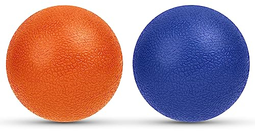 URAQT Faszienball, 2er Set Kleine Igelball Hart, Faszien Massageball mit Noppen, Massagebälle zur Behandlung Von Muskelverspannungen, Igelbälle Massage Ball für Füße Rücken Nacken Hände (Blau+Orange)