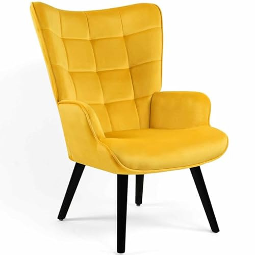IDMarket - Fauteuil scandinave ANIA Velours Jaune