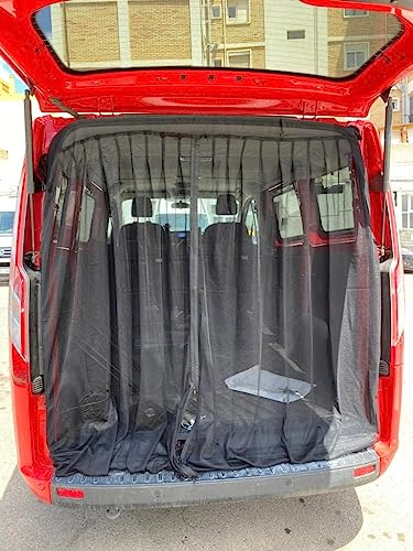 Etomvoop Heckklappe Flügeltür Kofferraumabdeckung Sonnenschutz Fliegengitter Moskitos Netz Große Größe Hecktür UV Beweis Vorhänge Sonnenschutz Schutz für T6 Wohnwagen Wohnmobil Camping