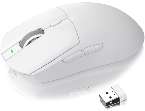 AJ139 G PRO Ratón Gaming Inalámbrico, Ligero de 59g, Ratón FPS, Sensor Óptico PixArt PAW3395, 26000 DPI, Batería de 200 Horas, 2.4G / Con Cable, 6 Botones Programables, Compatible con Win/Mac