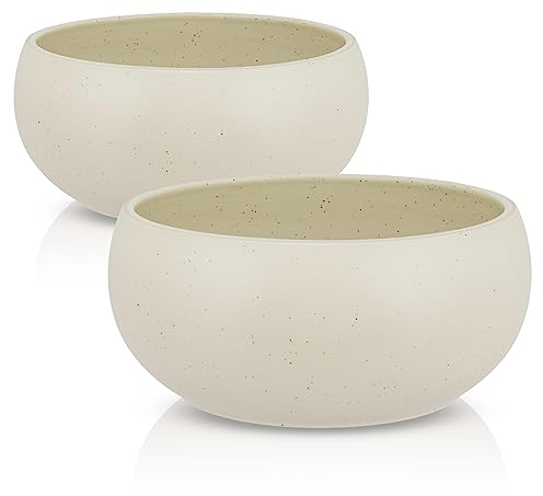 hej.mo Design Napfset für mittlere & große Hunde | Creme | 2 x 20 cm Durchmesser & je 1,8 L Volumen | Keramik | spülmaschinenfest | Kratz- & bissfest | robuster Hundenapf als Fressnapf & Wassernapf