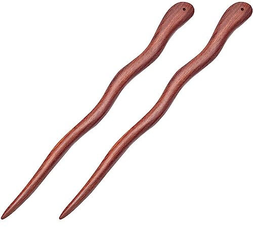 Dinntty Baguettes de Cheveux en Bois 2 pièces Classique Bois de Santal enroulé Coiffure Chinois Traditionnel épingle à Cheveux Ethnique Accessoires de Cheveux