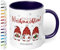 Weihnachtstasse mit Namen „Frohe Weihnachten!“ - mit 3 Wichtel-Motiv - 330ml - personalisierter Keramik Kaffeebecher mit Spruch – individuelles kleines Geschenk zu Weihnachten (Kobaltblau)