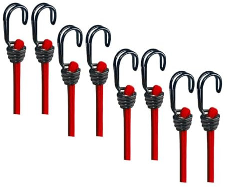BASI | 8er Set Gummispannseil mit Haken | 60 cm Ø 8 mm | Spanngummis Gepäckspanner mit Doppelhaken | Ladungssicherung Transportsicherung - Spanngurt Set | 8 Stück