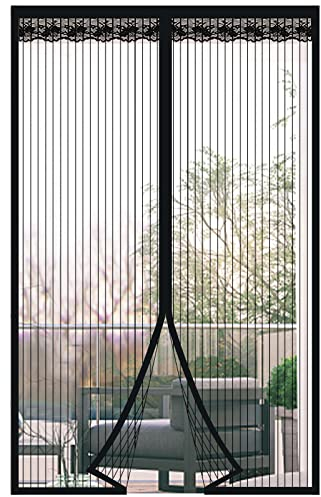 DIKER Fliegengitter Magnet Tür, 120x210cm Fliegenvorhang Magnet Balkontür Ohne Bohren, Insektenschutz Vorhang, Moskitonetz türe, fliegentüren für Wohnzimmer Terrassentür (Schwarz)