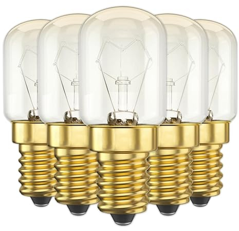 CLAR - Backofenlampe E14 25W 300 Grad, Backofenlampe E14, Glühbirne Backofen, Glühbirne Kühlschrank 25W 300 Grad, Mikrowellen-Glühbirne (Pack5)
