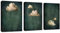 FajerminArt 3 Pcs Leinwandbilder Bilder mit Rahmen Minimalisti Dunkelgrüne und weiße Wolken bild auf leinwand Wandkunst Modern Wandbilder Kunstdruck Deko für Wohnzimmer Schlafzimmer 90x40cm(30x40x3)