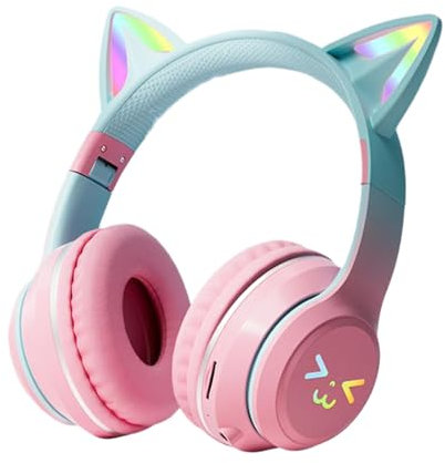 ARIOU Casque d'écoute sans Fil Cat Ear, Casque Gamer Cat Ear - Casques d'écoute sans Fil pour avec Oreilles de Chat pour Le Jeu,Casque sans Fil pour Tablette, Smartphone, Ordinateur Portable