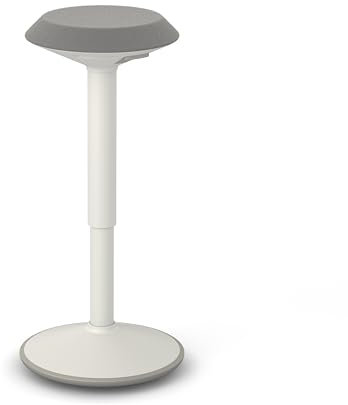 Worktrainer - Wobble - Höhenverstellbarer Sitz-Steh Hocker - Höhe 56-81 cm - Weiß - Gasfeder Bedienung