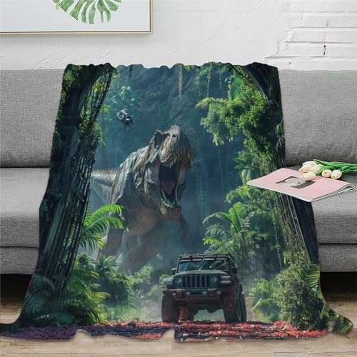 Dinosaurier Kuscheldecke Decke Weich Jurassic Decke Warm Plüsch Fleece Wohndecke Für Teenager Erwachsene Sofa Bett 50x60inch(127x152cm)