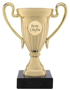 andSmile Pokal mit Gravur Beste Chefin - Trophäe im Farbton Gold mit Marmorsockel - Pokale für den Chef & die Chefin - Geschenk für den Vorgesetzten zum Geburtstag, Weihnachten & Jubiläum
