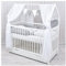 Baby Delux Babybett Komplett Set Hausbett 60x120 cm weiß Schublade Rausfallschutz Kinderbett Matratze Bettwäsche Deko Set (Super Star)